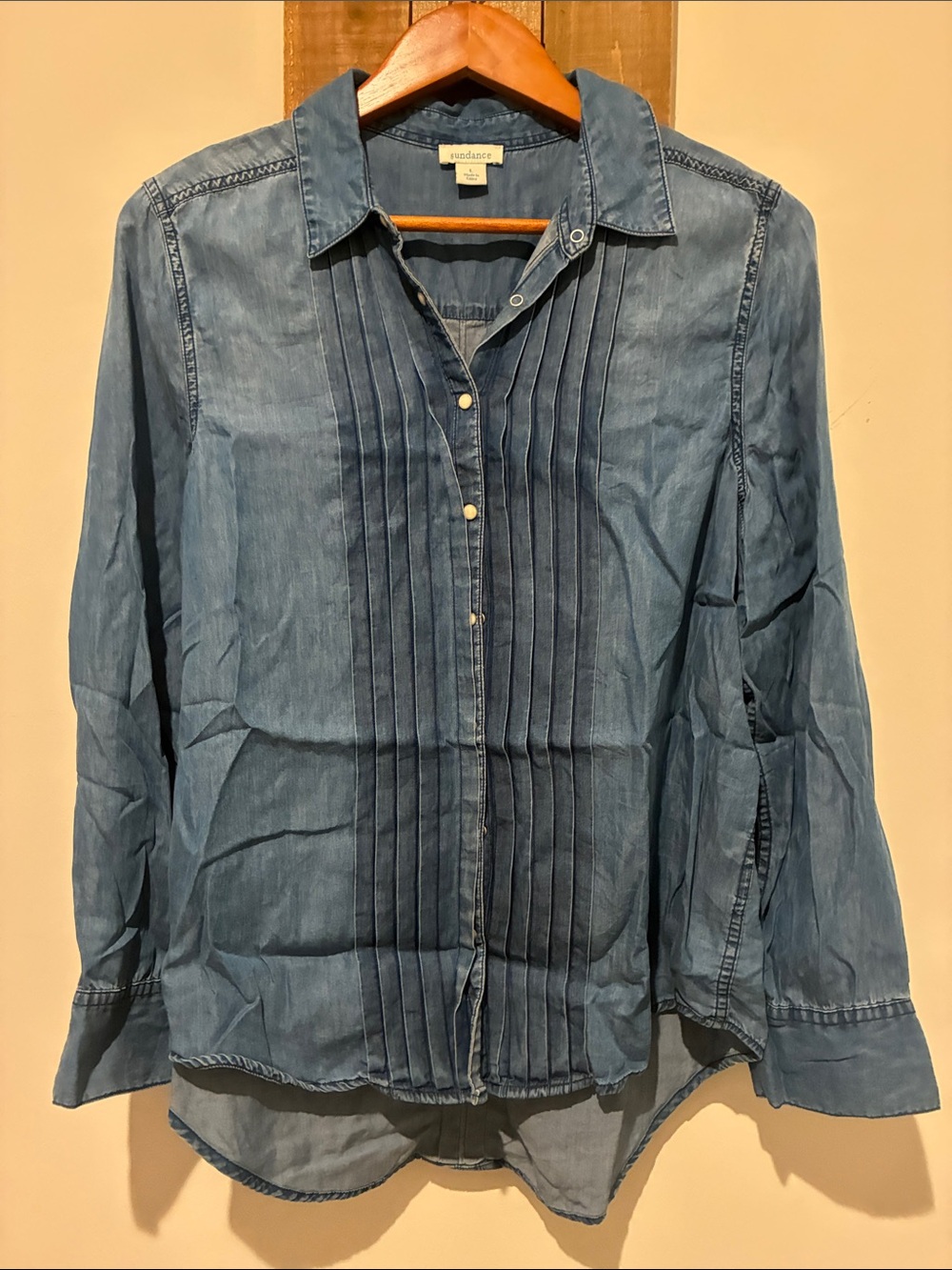 Madewell Blue Chambray Pintuck Front And Back Suze Large
